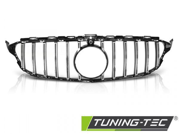 Upgrade Sportgrill / Kühlergrill für Mercedes Benz C-Klasse W205 (MOPF)18+ Hochglanz schwarz/chrom